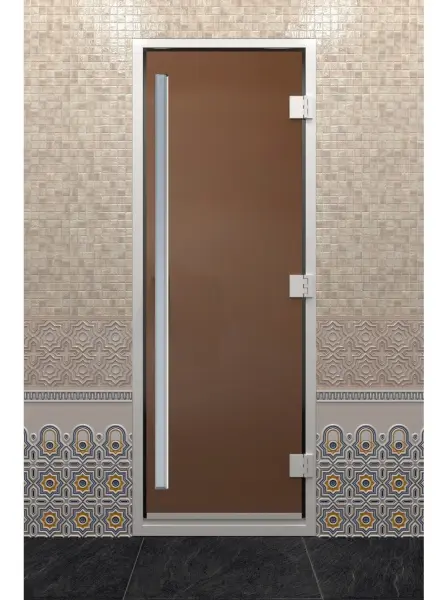 Стеклянная дверь DoorWood Prestige (Престиж) для хамам 700 мм х 1900 мм, бронза матовая,коробка алюминий