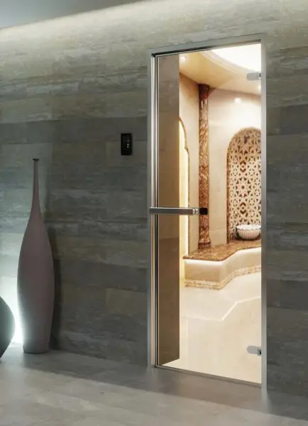 Дверь для турецкой парной DoorWood Hamam Light 700мм х 1900мм, без порога, стекло прозрачное
