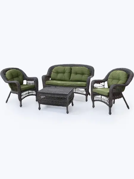 Мебель из искусственного ротанга в классическом стиле LV520BG Brown/Green, цвет коричневый/зеленый, 2-х местный диван и 2 кресла