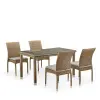 Обеденная группа мебели из искусственного ротанга T256B/Y380B-W65 Light Brown (4 стула+стол) светло бежевый цвет
