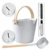 Подарочный набор аксессуаров Tylo Brilliant Silver: бадья, ковш, песочные часы, термометр, гигрометр