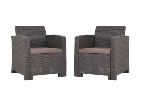 Комплект пластиковой мебели B:Rattan Arizona Max на 5 персон, коричневый - трехместный диван, столик и 2 кресла