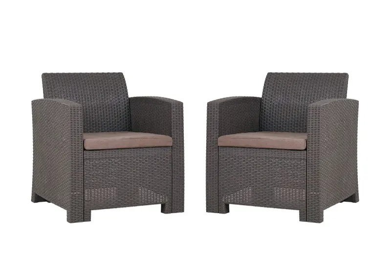 Комплект пластиковой мебели B:Rattan Arizona Max на 5 персон, коричневый - трехместный диван, столик и 2 кресла