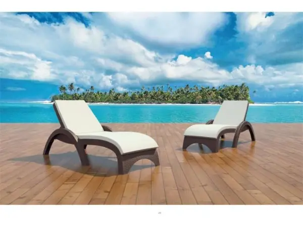 Пластиковое кресло шезлонг Siesta GS 1009, brown коричневыйЮ 187 x 73 x 44 см