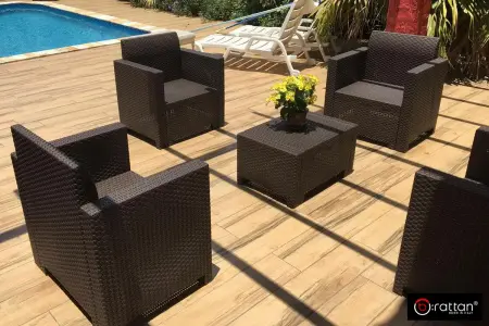 Комплект пластиковой мебели на 2 персоны B:Rattan Nebraska Terrace Set, венге - 2 кресла и кофейный столик