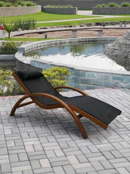 Кресло шезлонг (лежак) "Maltа" AFM-503A Black черное 160 х 70 x 68 см. 