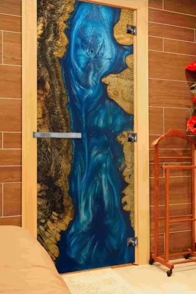 Дверь для сауны DoorWood с фотопечатью СЛЭБ-08, 700мм х 1900мм, без порога, коробка ольха