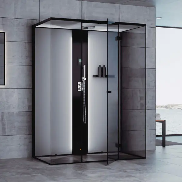 Пародушевая кабина Tylo Steam Vista Double Corner Black 900 x 1300 мм., (табурет и полка), 96076521