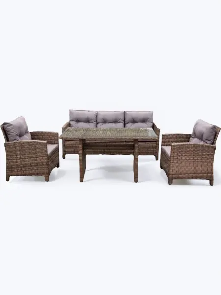 Комплект мебели из искусственного ротанга коричневый AFM-305AL Brown - диван, стол и 2 кресла