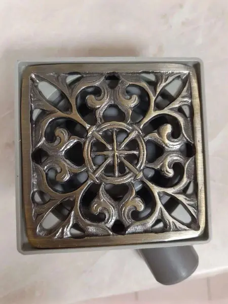 Решетка латунная для душевого трапа, цвет бронза, 90 мм