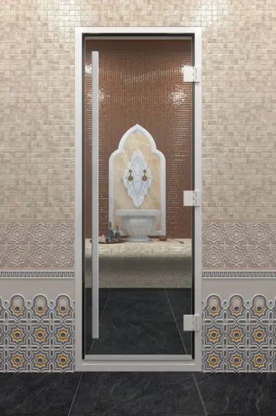 Прозрачная стеклянная дверь DoorWood Prestige для хамама, 700 мм х 1900 мм, с коробкой