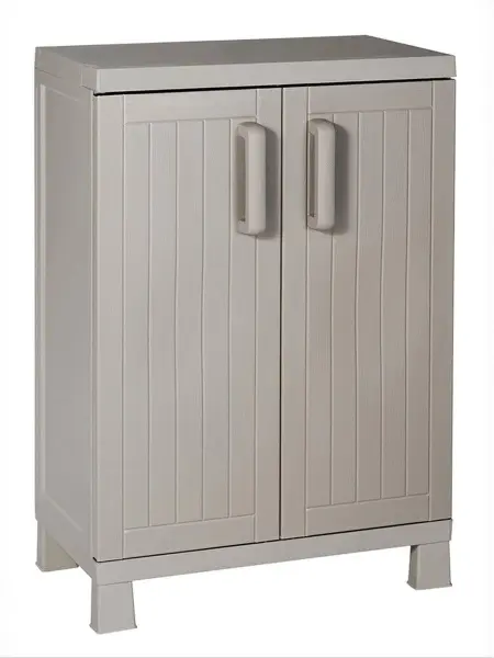 Пластиковый шкаф для улицы Toomax Wood Midi (2 полки), серый