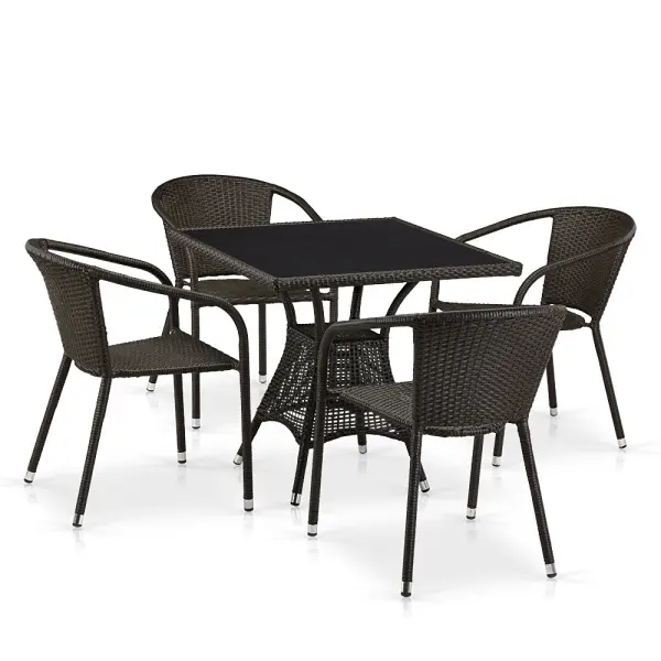 Комплект садовой мебели из искусственного ротанга T197BNS-W53/Y137C-W53 Brown 4Pcs