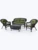 Мебель из искусственного ротанга в классическом стиле LV520BG Brown/Green, цвет коричневый/зеленый, 2-х местный диван и 2 кресла