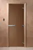 Дверь для сауны DoorWood, 700мм х 1900мм, без порога, бронза матовая, коробка ольха