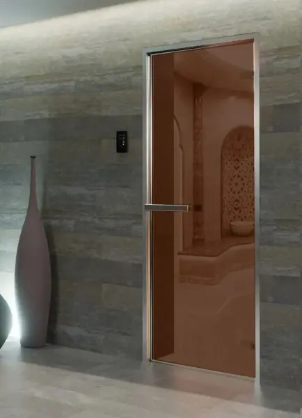 Дверь для турецкой парной DoorWood Hamam Light 700мм х 1900мм, без порога, стекло бронза