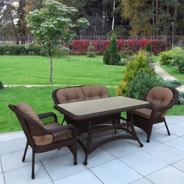 Комплект садовой мебели из искусственного ротанга T130Br/LV520BB-Brown/Beige