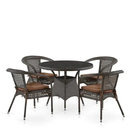 Комплект садовой мебели из искусственного ротанга Лион-1A T220CT/Y32-W53 Brown 4Pcs (4+1)