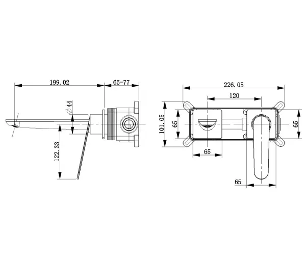 Смеситель встраиваемый для раковины АЙКОН, цвет черный, 7006CB