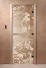 Дверь для сауны DoorWood Девушка в цветах, 700 х 1900 мм, без порога, прозрачная, коробка ольха