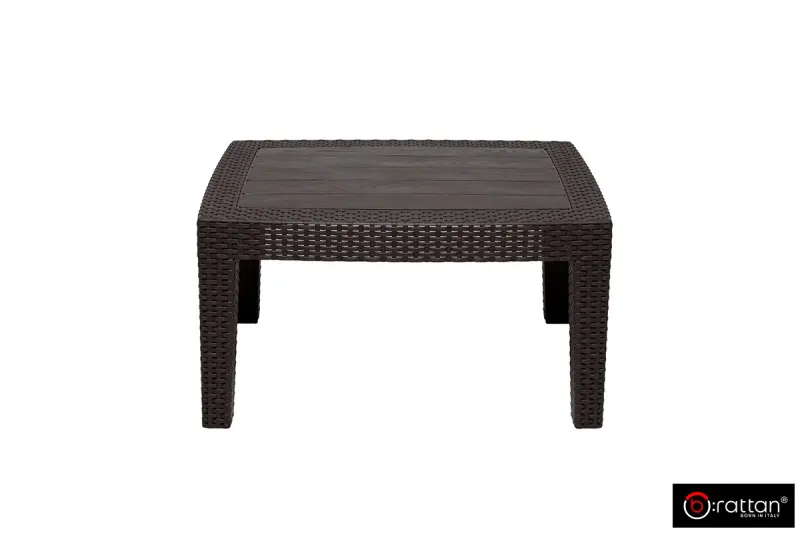 Коричневый комплект пластиковой мебели для терасы B:Rattan Comfort 4 на 4 персоны - столик, кресла и диван