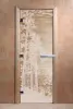 Дверь стеклянная для сауны DoorWood с рисунком Рассвет, 700 х 1900 мм, без порога, прозрачная, коробка ольха