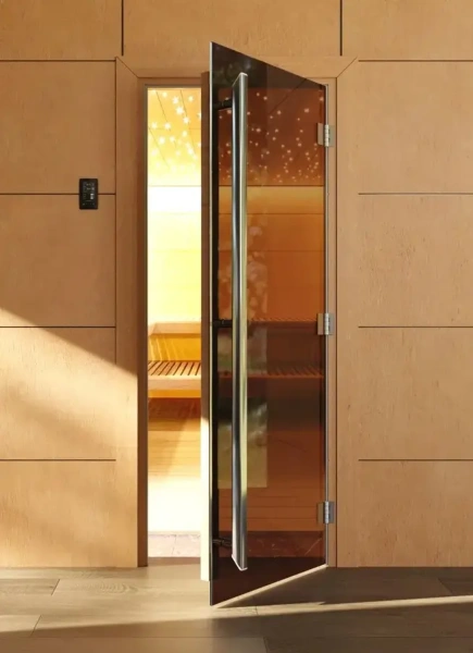 Дверь DoorWood Престиж бронза для бани, 700 х 1900 мм, с порогом, коробка ольха