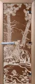 Дверь для сауны DoorWood Мишки, 800мм х 2000мм, без порога, бронза, коробка ольха