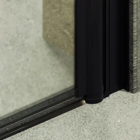 Душевая дверь на монопетле MaybahGlass, черный профиль, стекло сатин