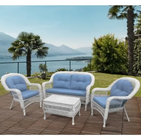Комплект садовой мебели из искусственного ротанга LV-520 White/Blue
