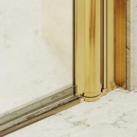 Душевая дверь на монопетле MaybahGlass, золотой профиль, стекло сатин