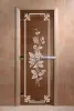 Дверь для сауны DoorWood Розы, 800мм х 1900мм, без порога, бронза, коробка ольха