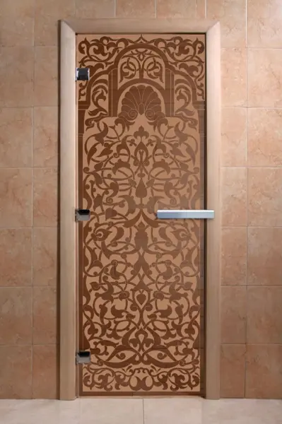 Дверь для сауны DoorWood Флоренция, 700мм х 1900мм, без порога, бронза матовая, коробка ольха