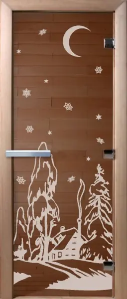 Дверь для сауны DoorWood Зима, 600мм х 1800мм, без порога, бронза, коробка ольха
