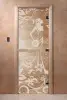 Дверь для сауны DoorWood Девушка в цветах, 700мм х 2100мм, без порога, прозрачная, коробка ольха