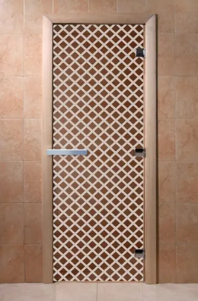 Дверь для сауны DoorWood Мираж, 600мм х 1800мм, без порога, бронза, коробка ольха