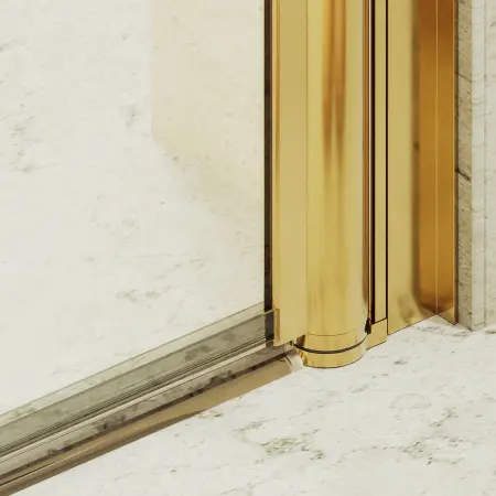 Душевая дверь на монопетле MaybahGlass, золотой профиль, стекло прозрачное