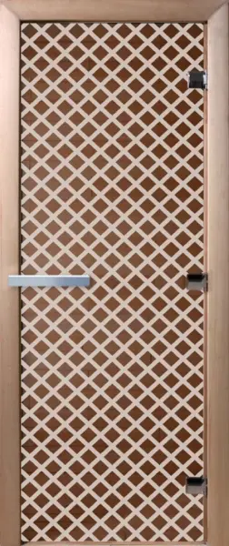 Дверь для сауны DoorWood Мираж, 600мм х 1800мм, без порога, бронза, коробка ольха
